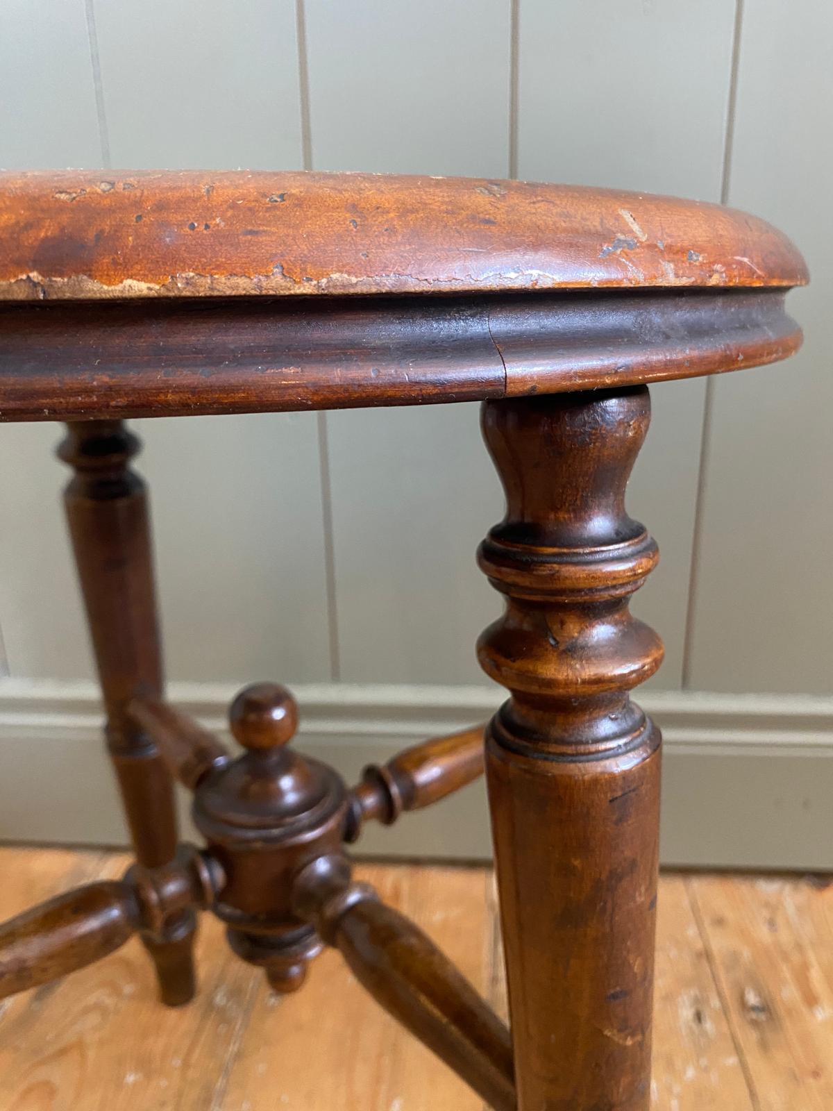 Antique Carved Oak Stool