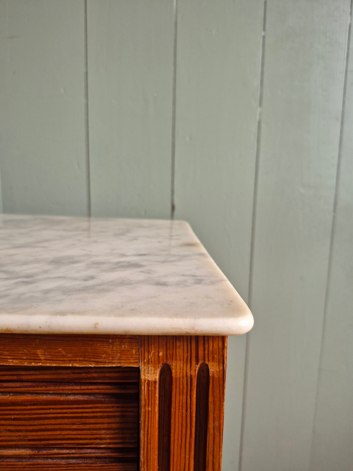 Antique French Pine and Marble bedside Table