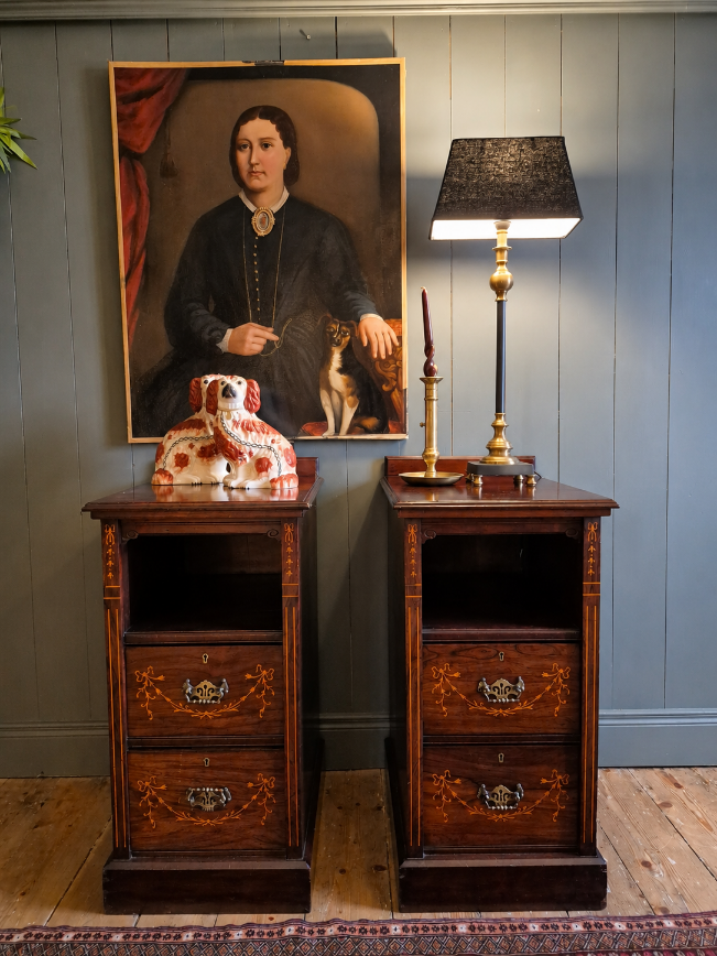 Antique Inlaid Bedside Chests