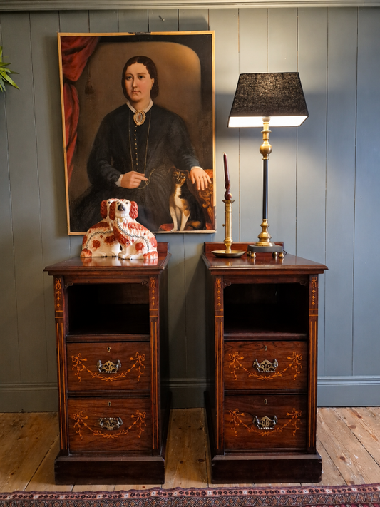 Antique Inlaid Bedside Chests