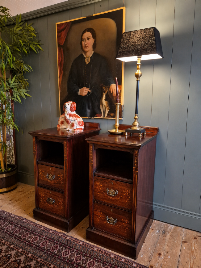Antique Inlaid Bedside Chests