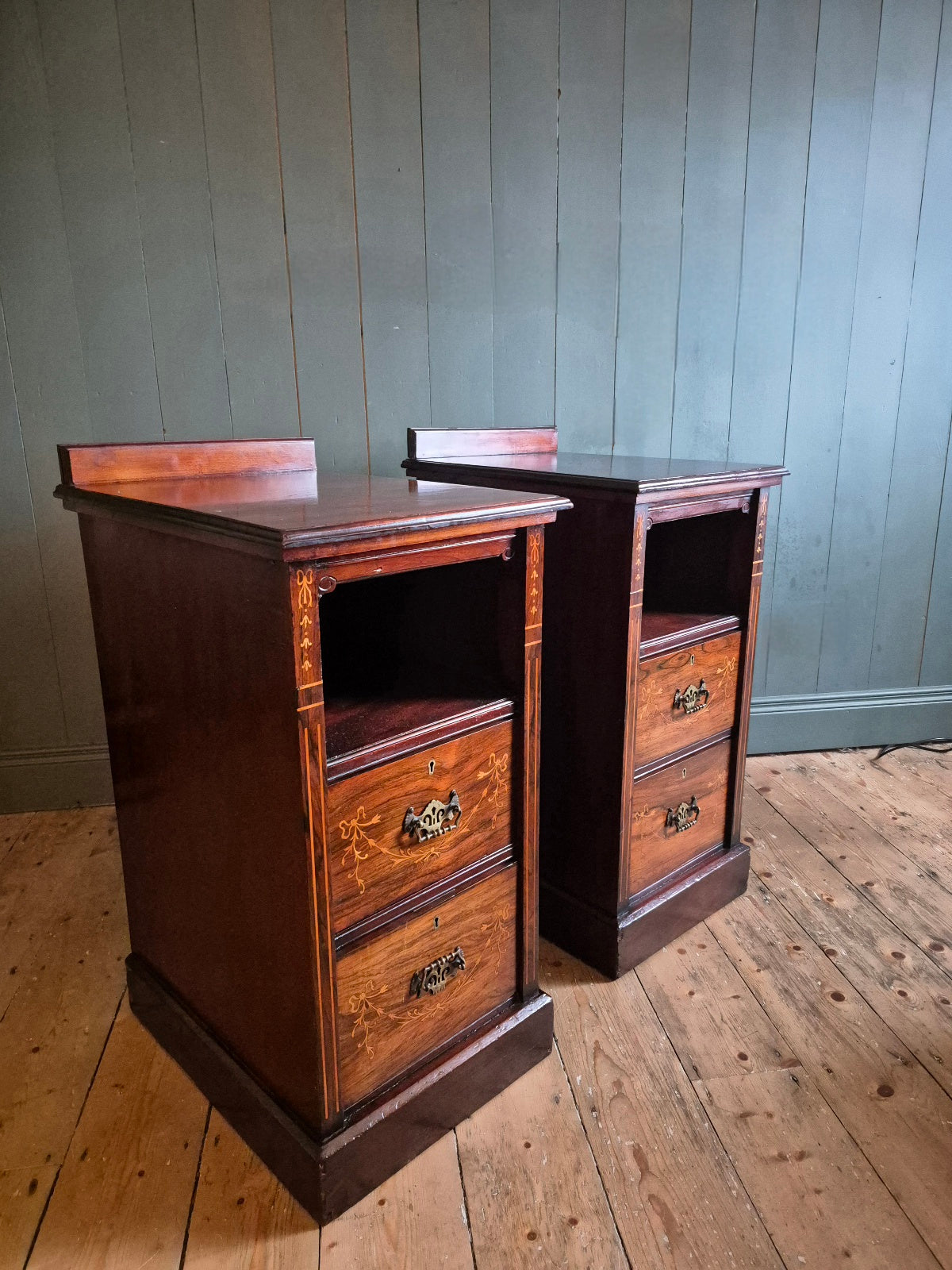 Antique Inlaid Bedside Chests
