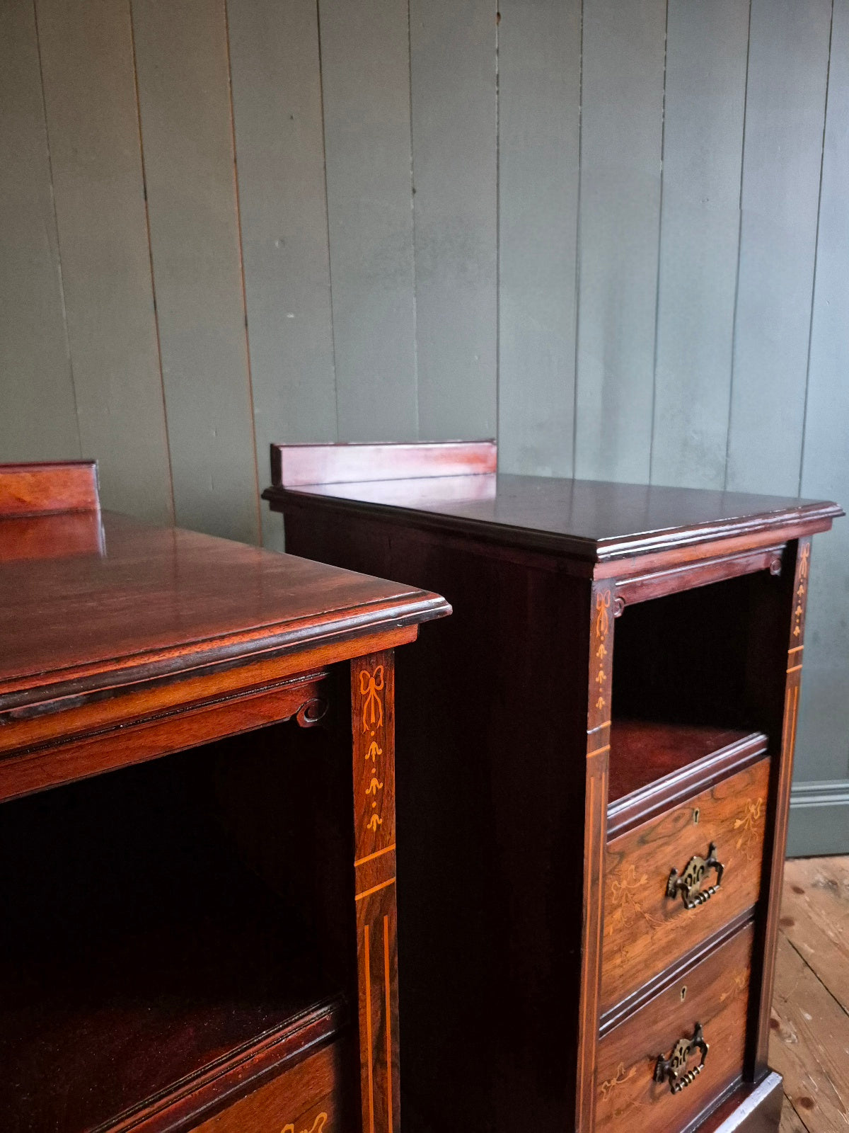 Antique Inlaid Bedside Chests