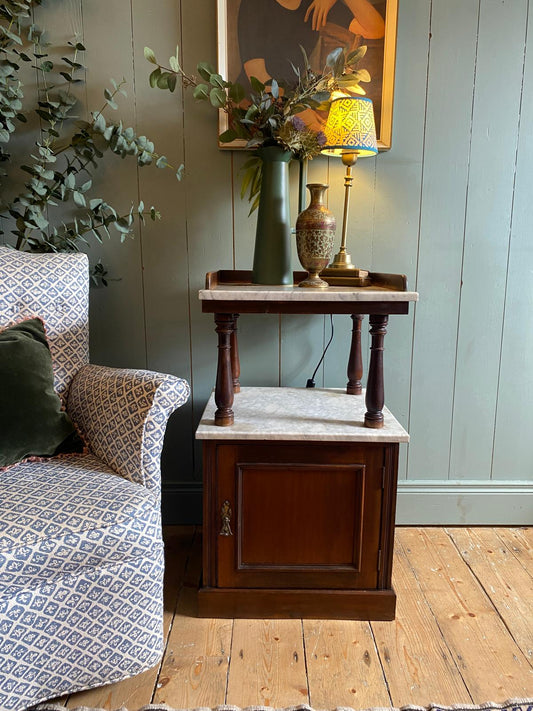 Antique Mahogany Marble Side Table