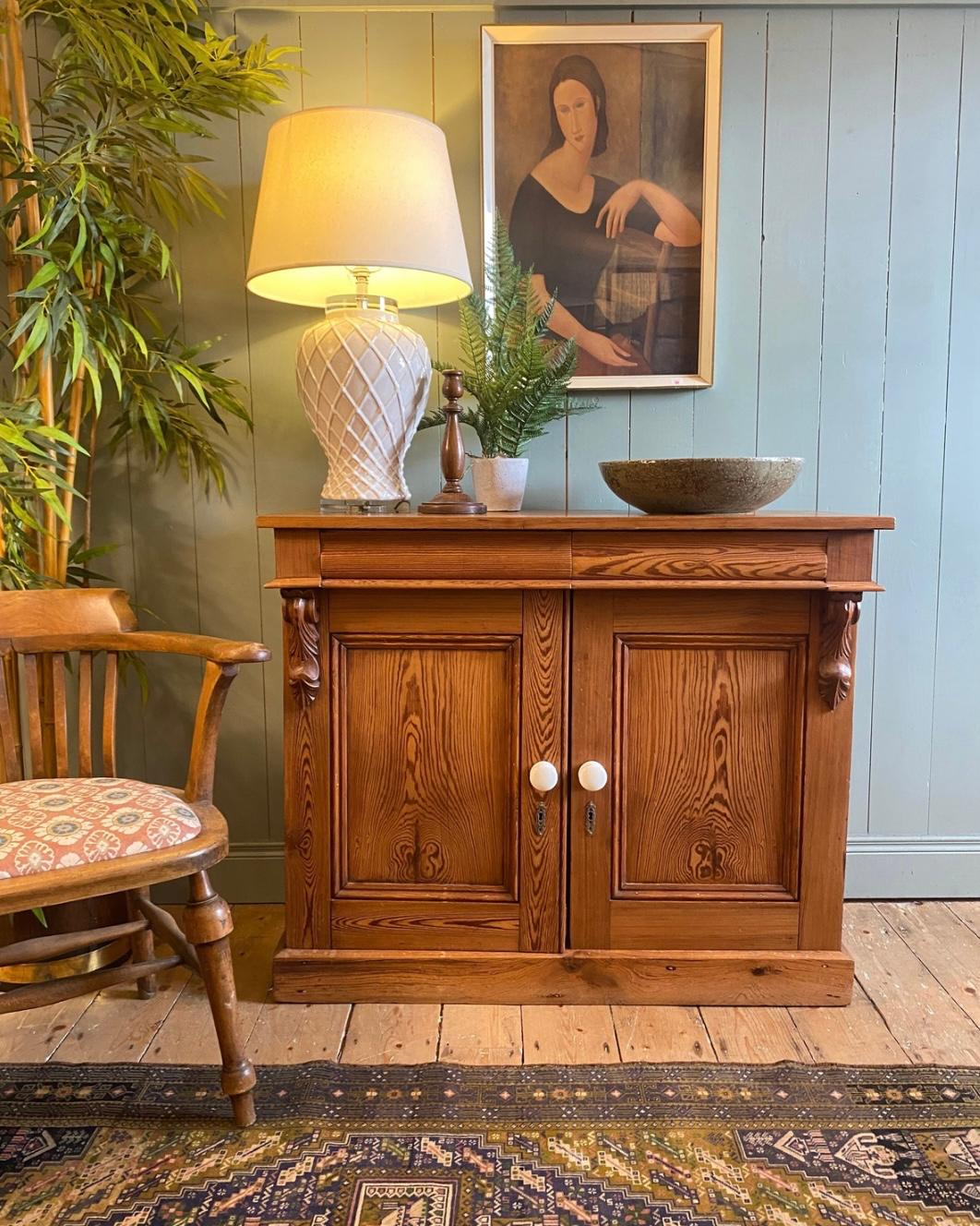 Antique Pitch Pine Sideboard