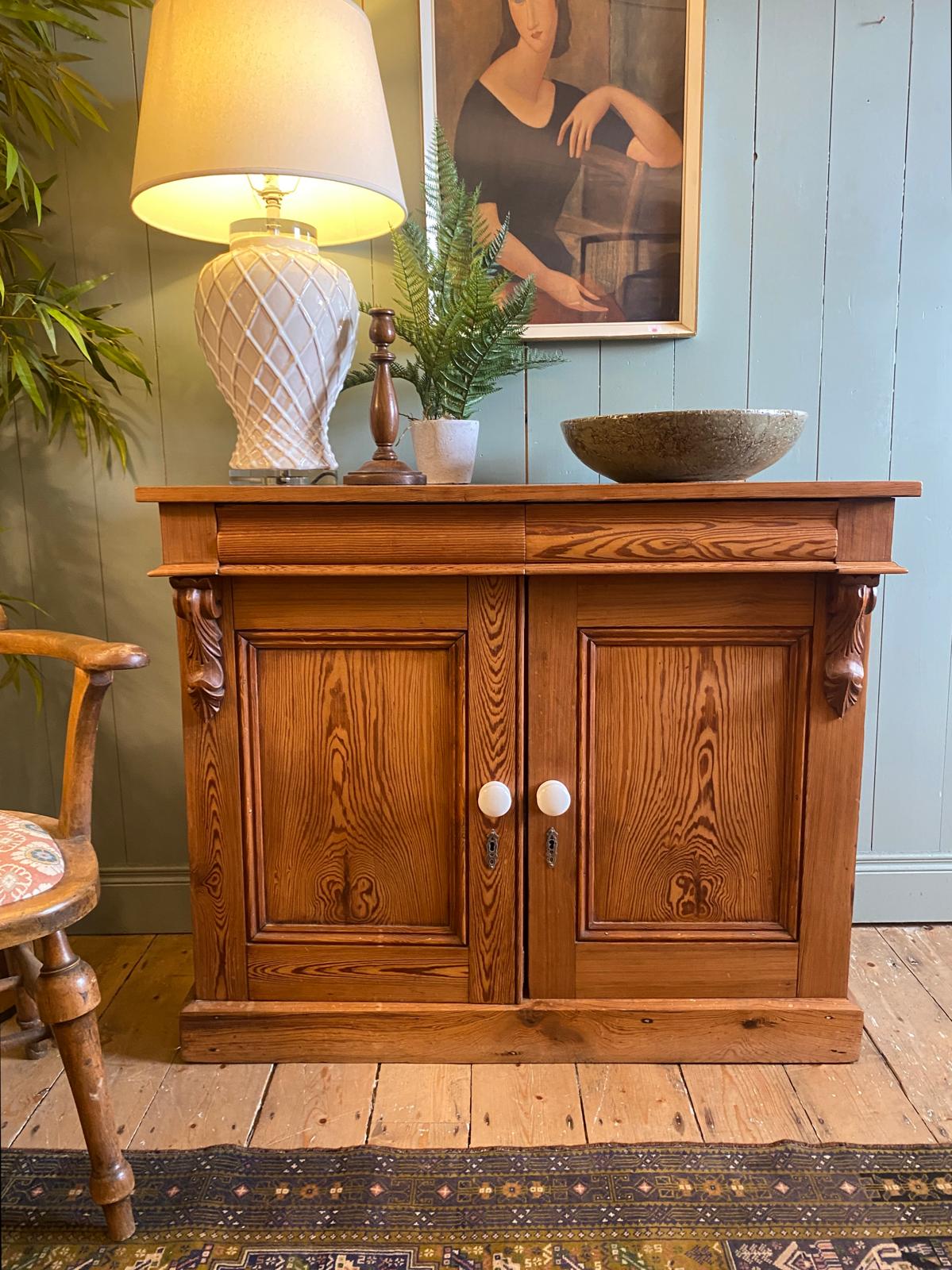 Antique Pitch Pine Sideboard