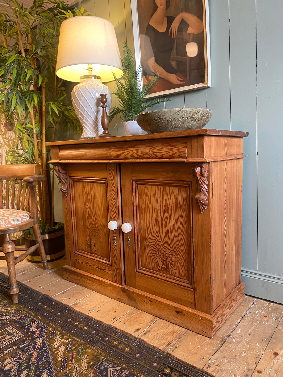 Antique Pitch Pine Sideboard
