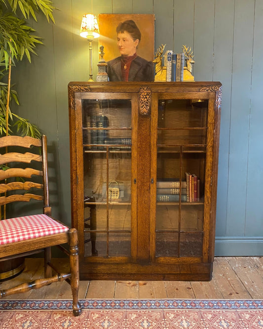 Art Deco Glazed Oak Bookcase