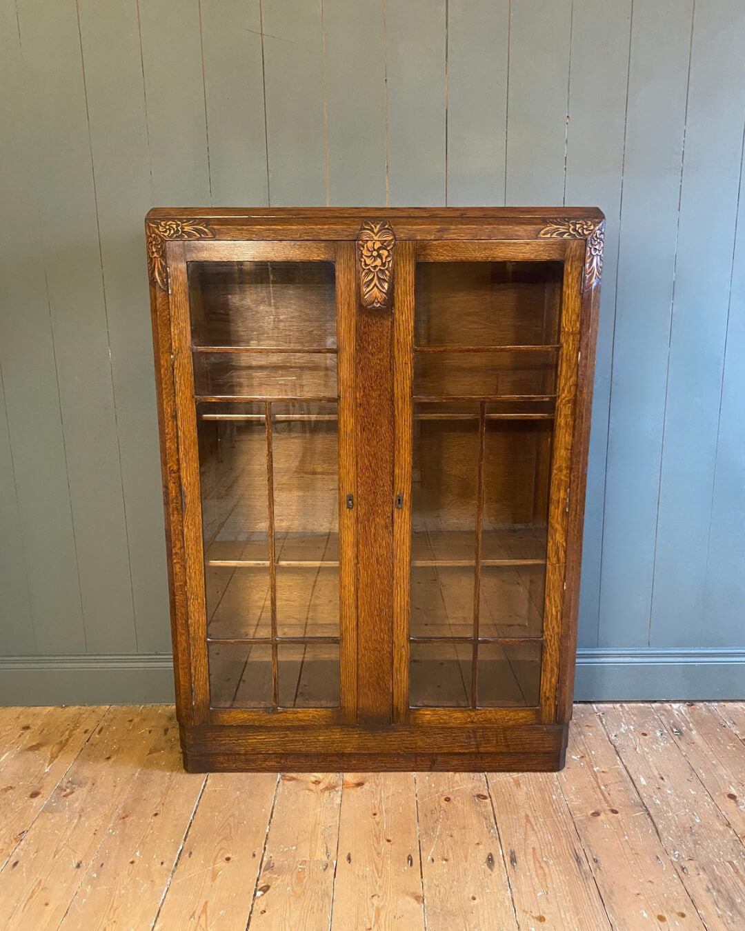 Art Deco Glazed Oak Bookcase