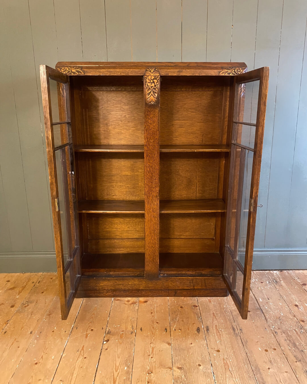 Art Deco Glazed Oak Bookcase