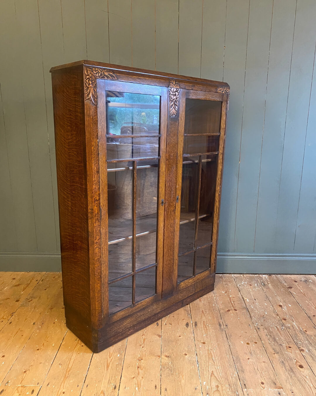 Art Deco Glazed Oak Bookcase