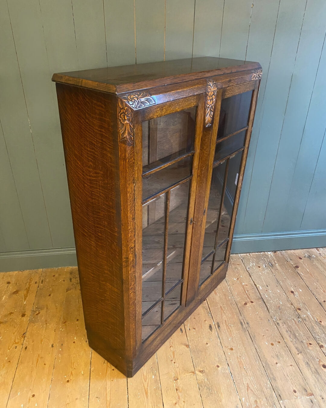 Art Deco Glazed Oak Bookcase