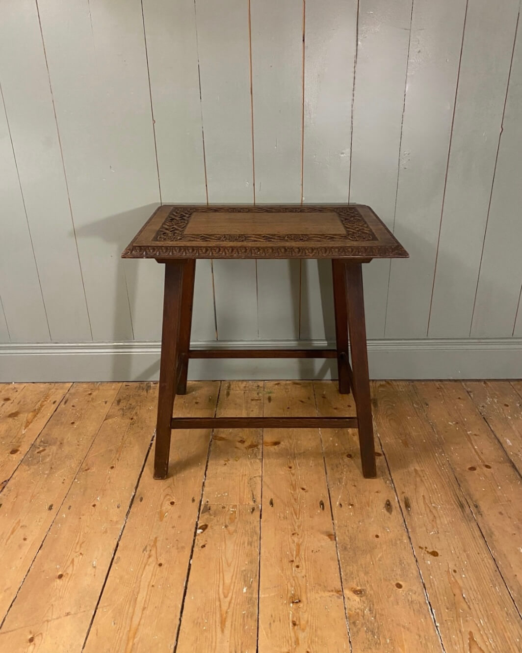 Arts and Crafts Carved Oak Side Table