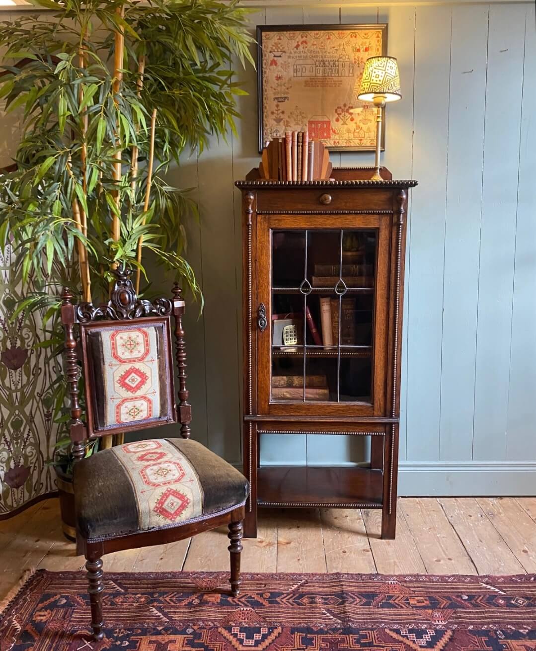 Arts and Crafts Glazed Oak Bookcase