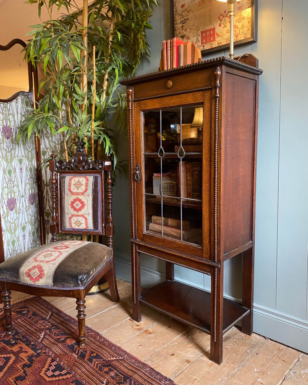 Arts and Crafts Glazed Oak Bookcase