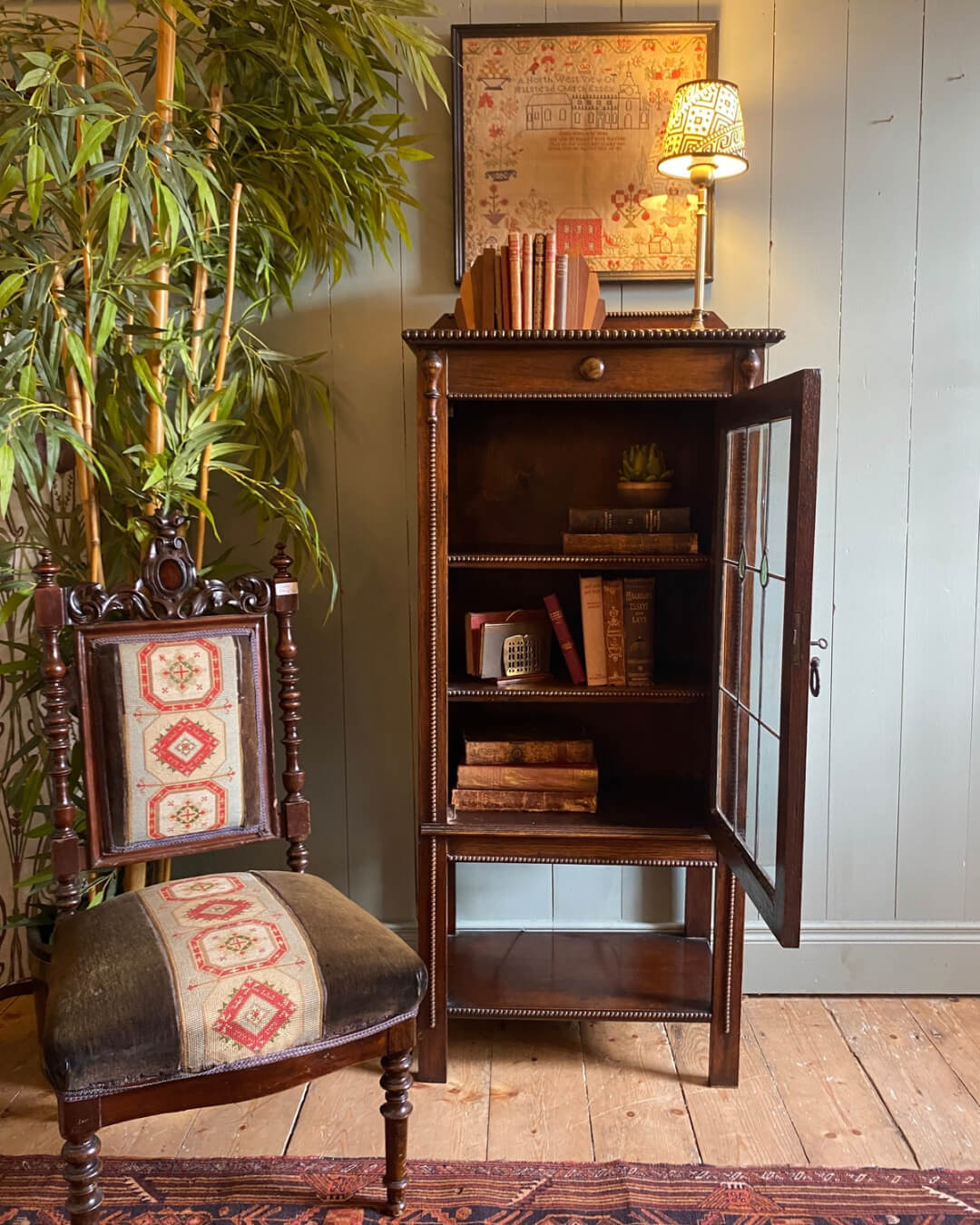 Arts and Crafts Glazed Oak Bookcase