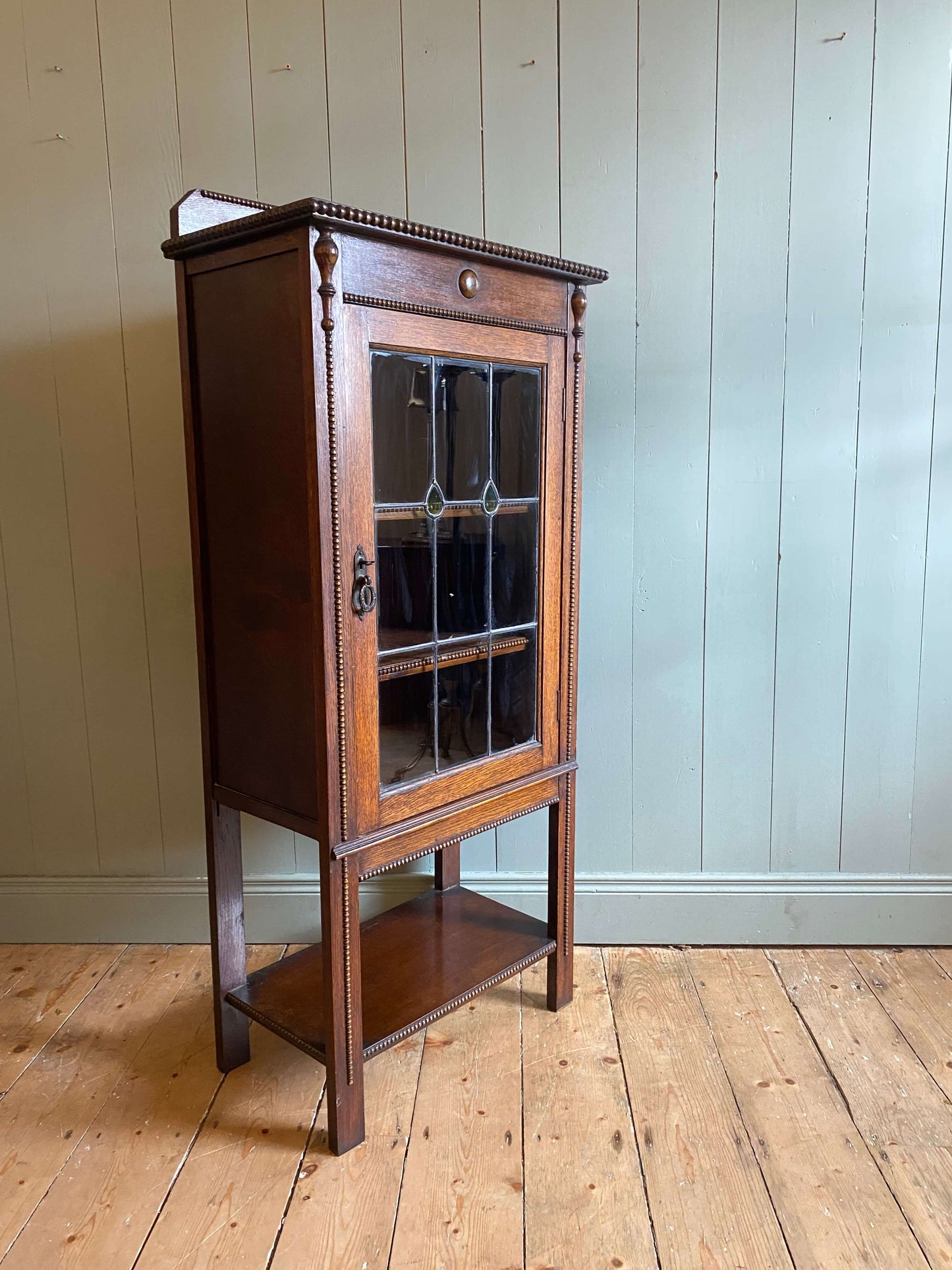 Arts and Crafts Glazed Oak Bookcase