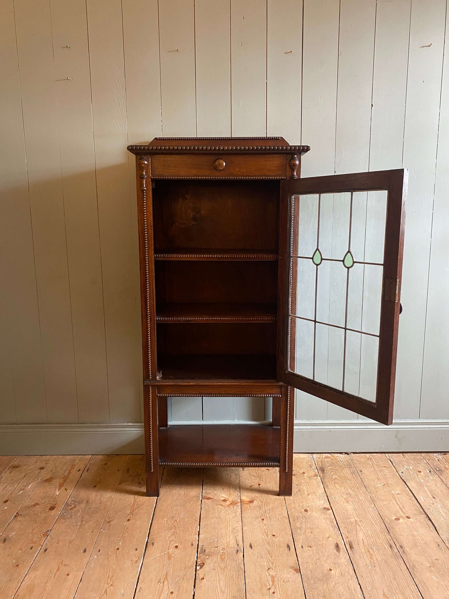 Arts and Crafts Glazed Oak Bookcase