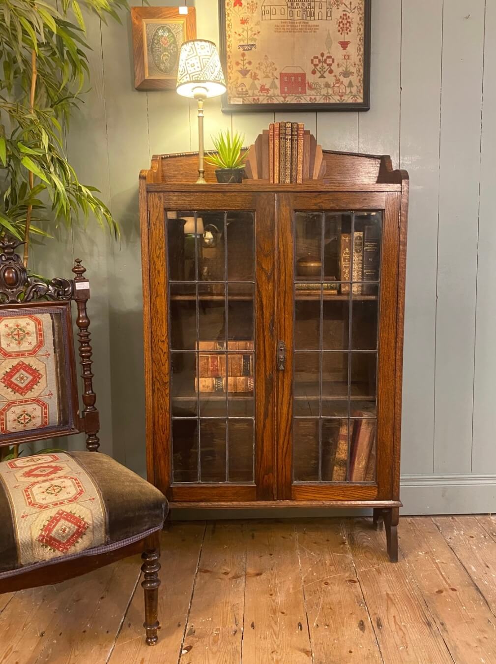 Arts and Crafts Glazed Oak Bookcase