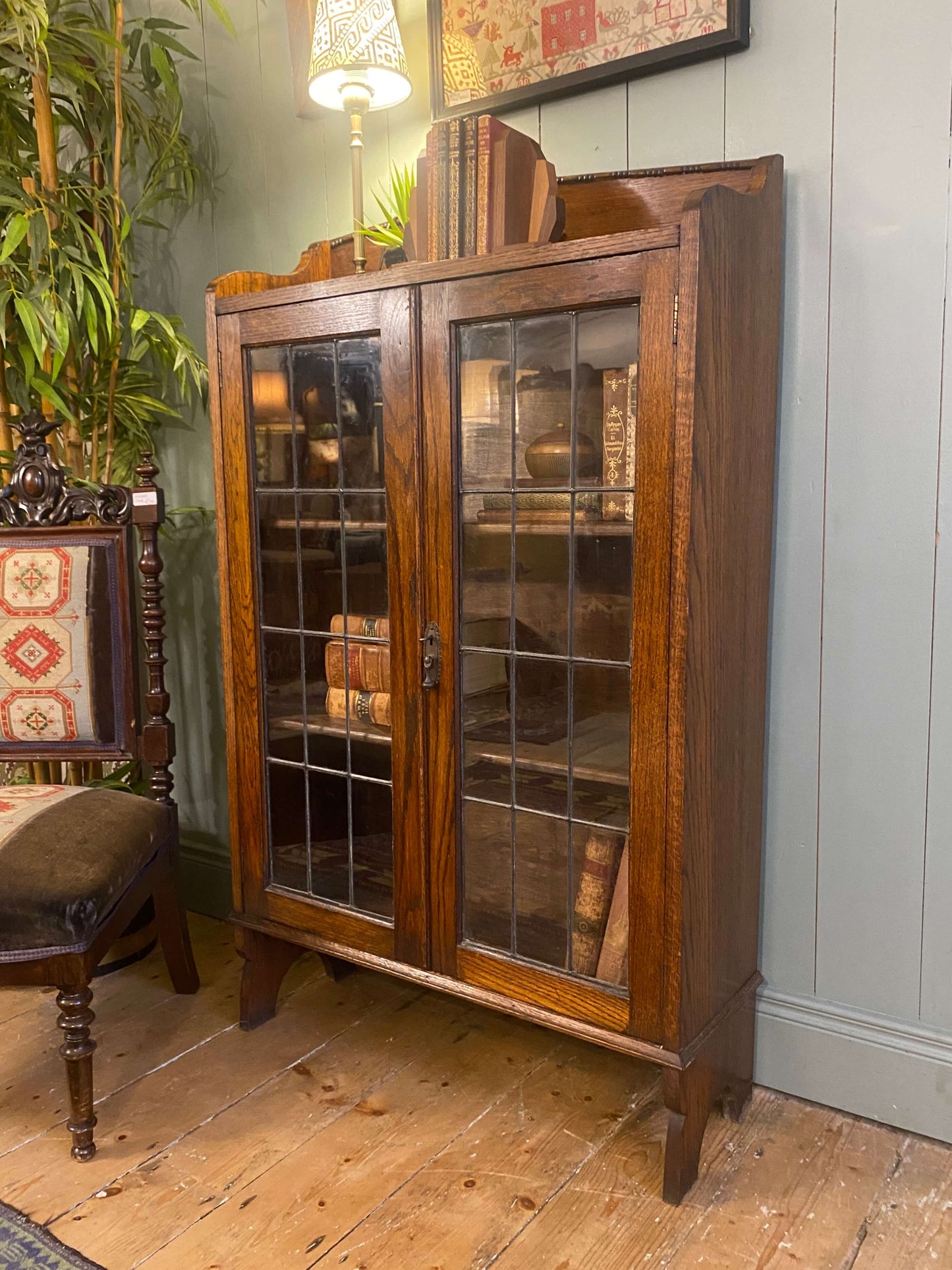 Arts and Crafts Glazed Oak Bookcase