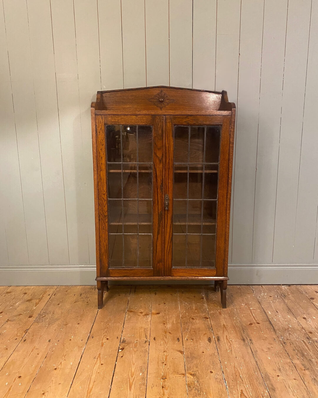 Arts and Crafts Glazed Oak Bookcase