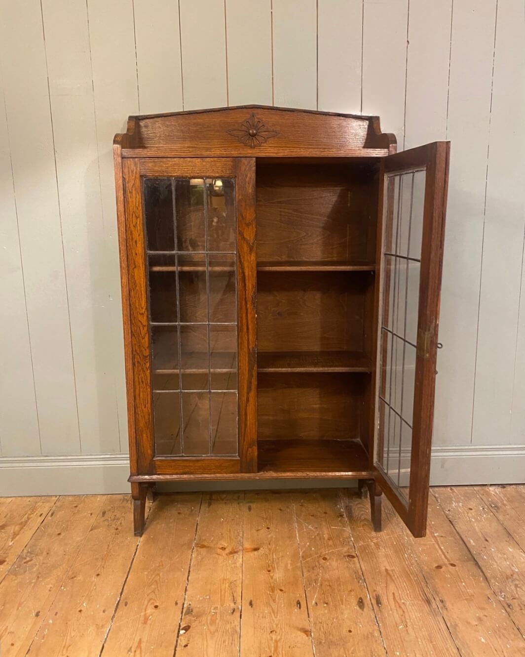 Arts and Crafts Glazed Oak Bookcase