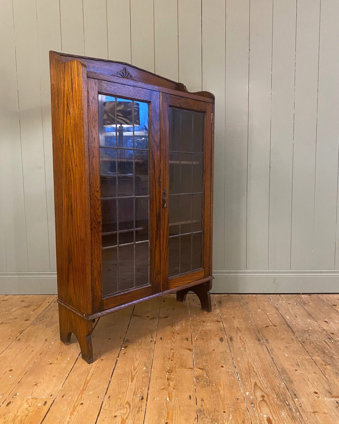 Arts and Crafts Glazed Oak Bookcase