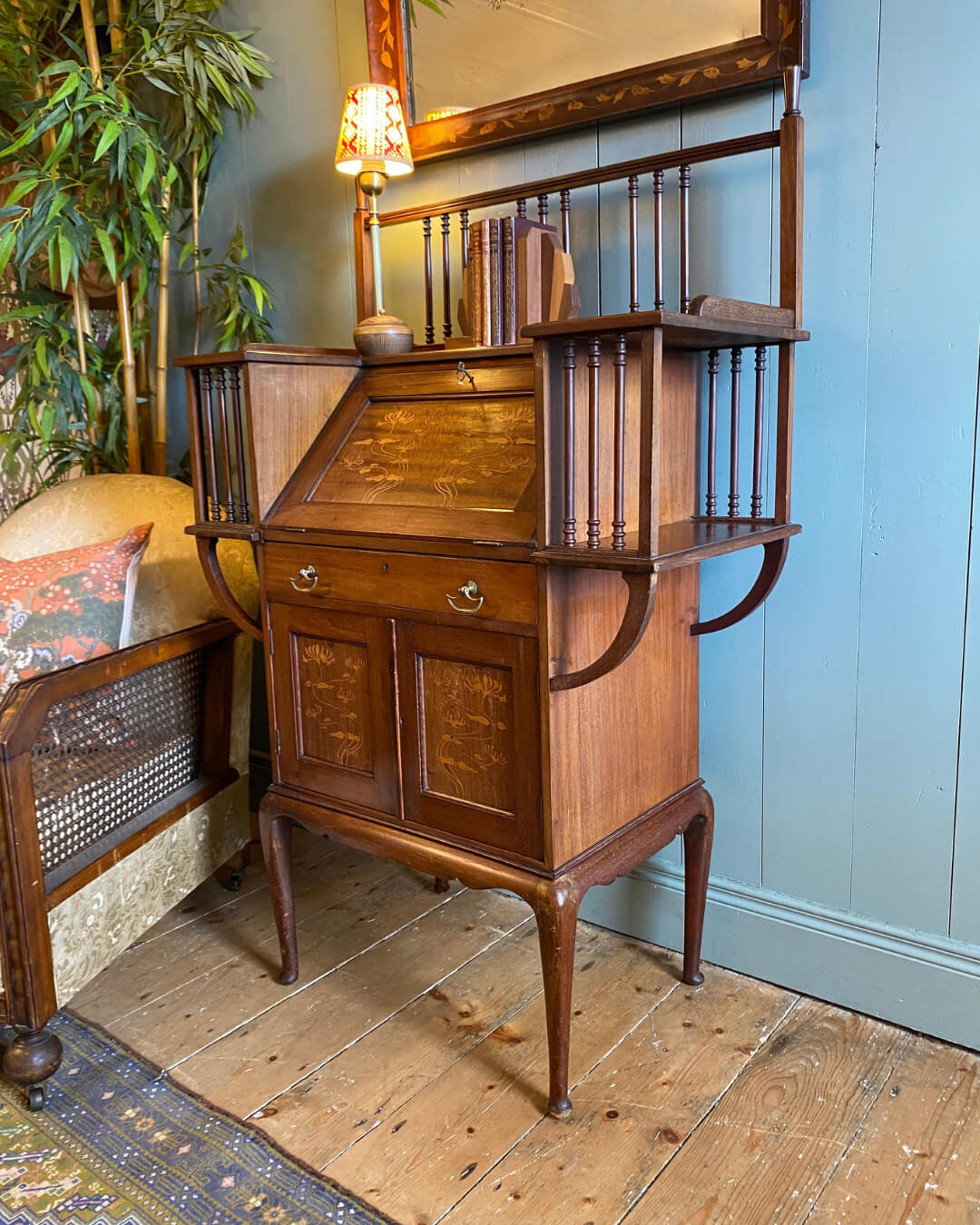 Arts And Crafts Marquetry Inlaid Bureau