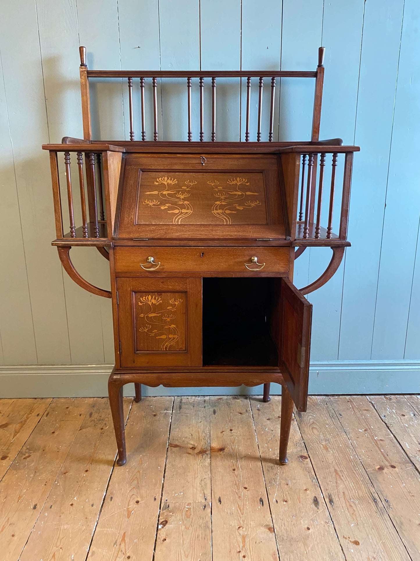 Arts And Crafts Marquetry Inlaid Bureau