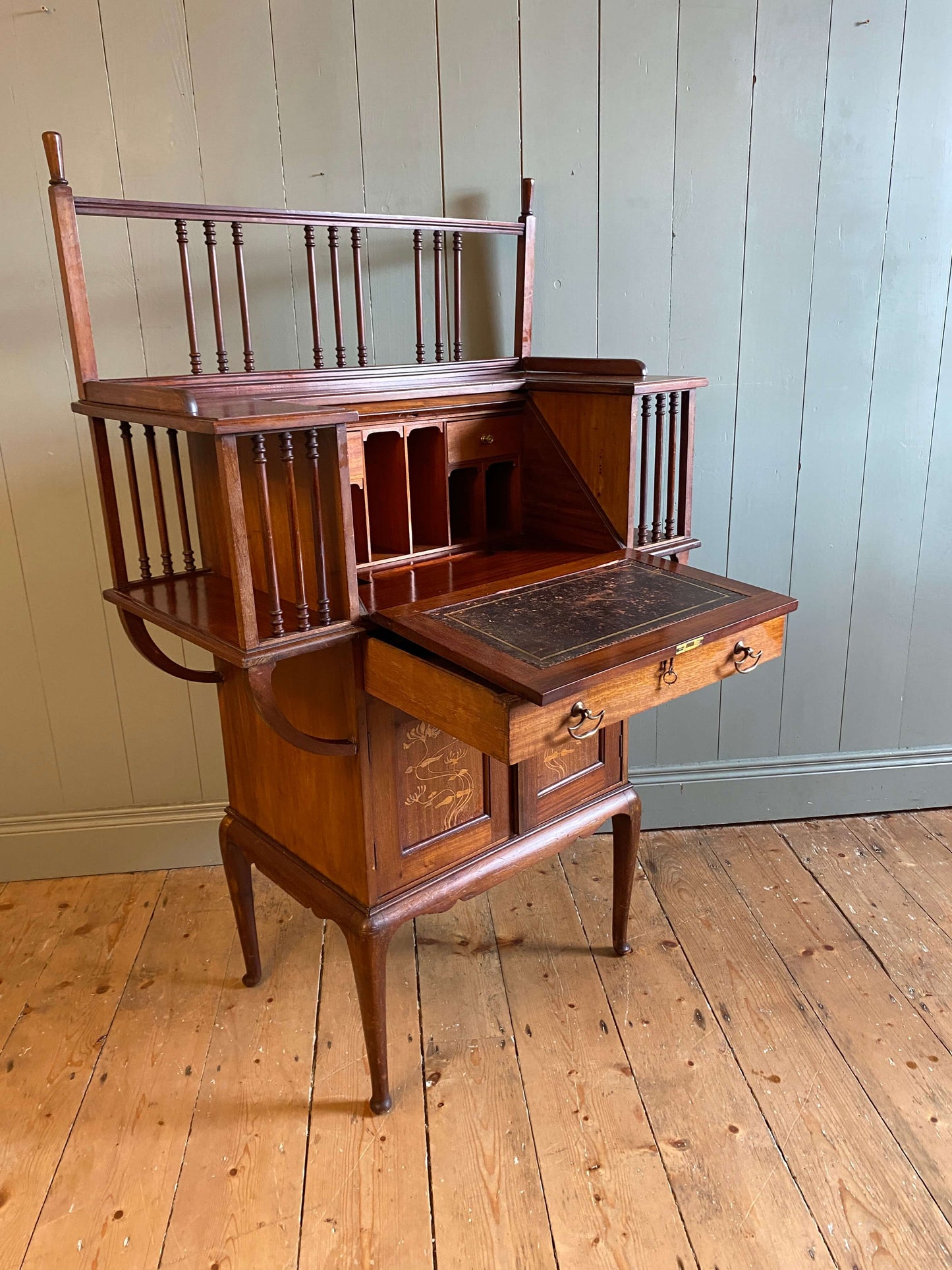 Arts And Crafts Marquetry Inlaid Bureau