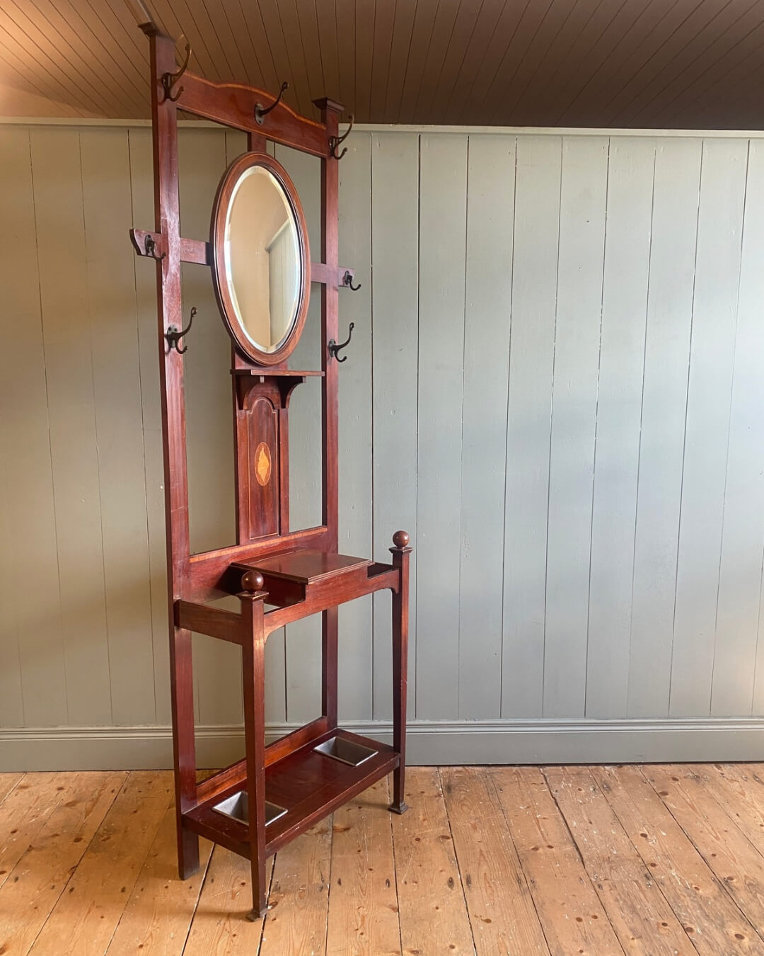 Arts And Crafts Mahogany Hall Stand c1900