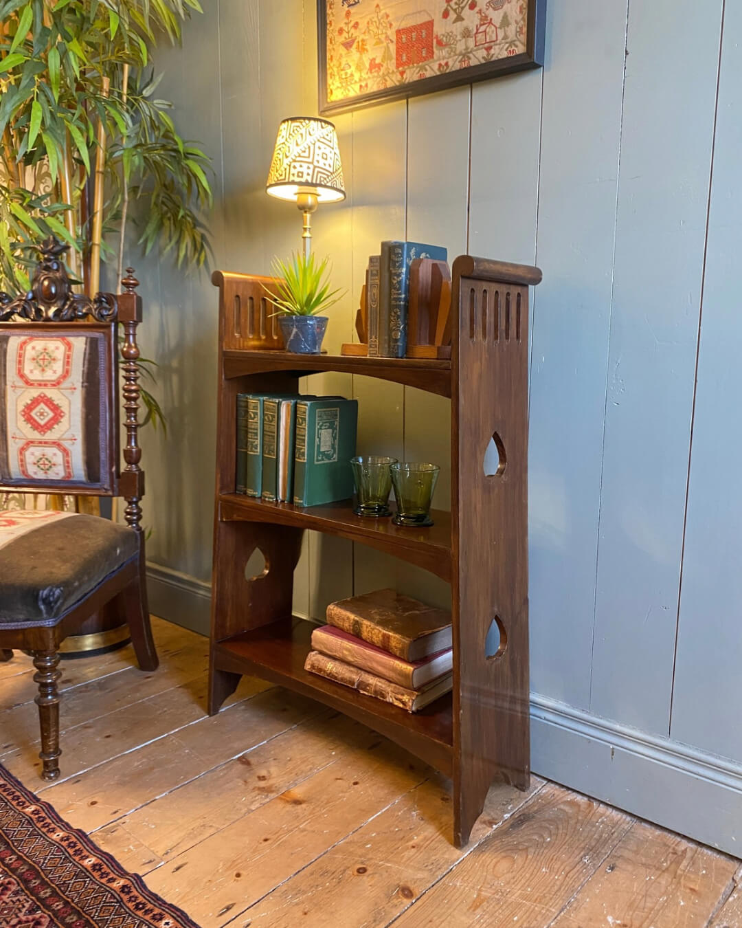 Arts and Crafts Mahogany Open Bookshelf