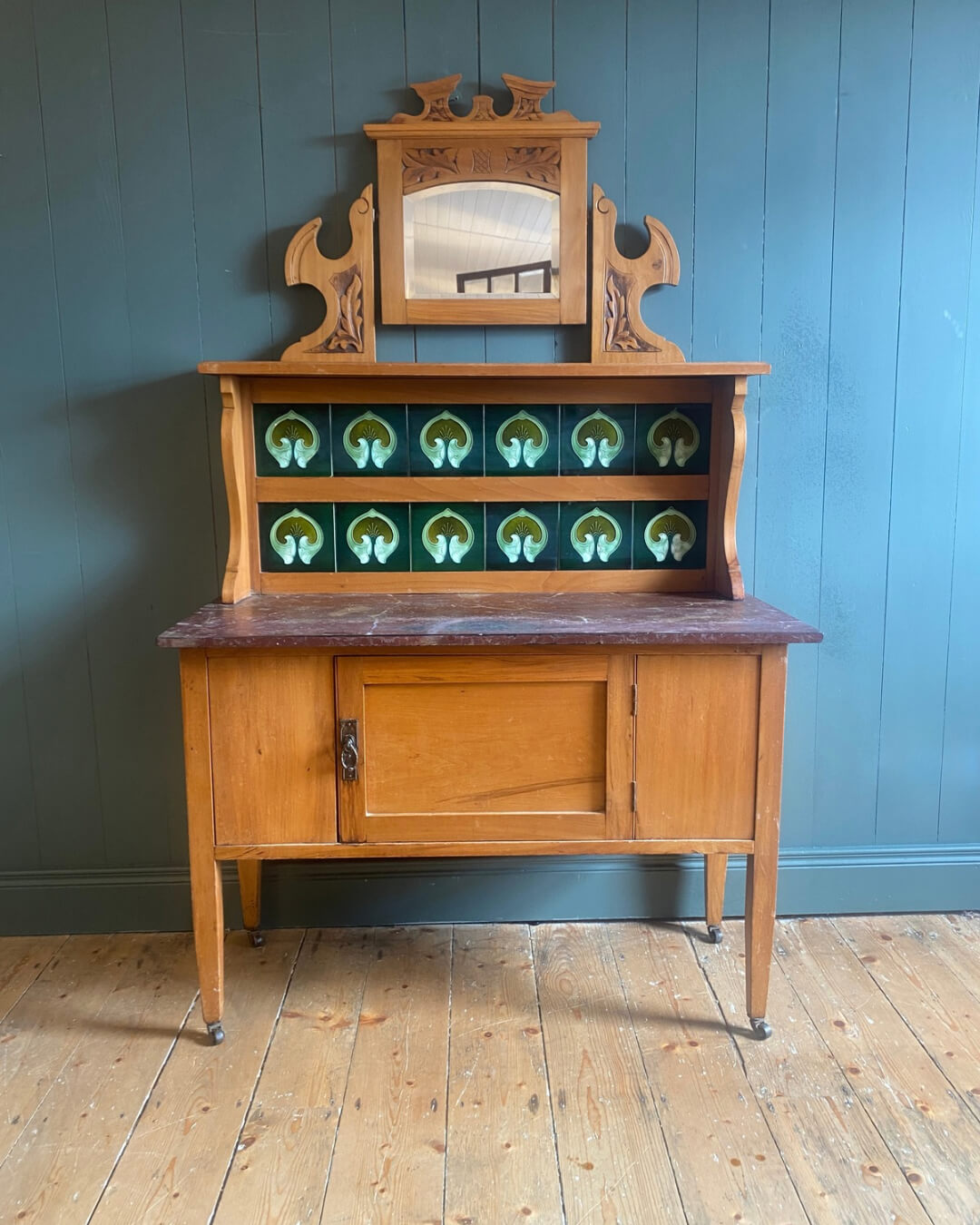 Arts And Crafts Pine Marble Top Washstand