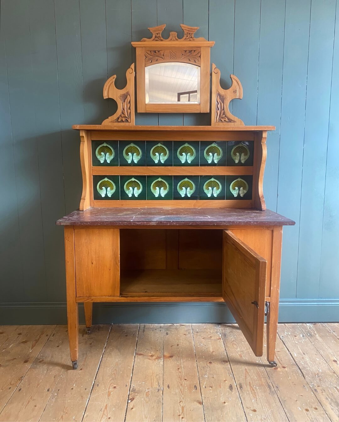 Arts And Crafts Pine Marble Top Washstand