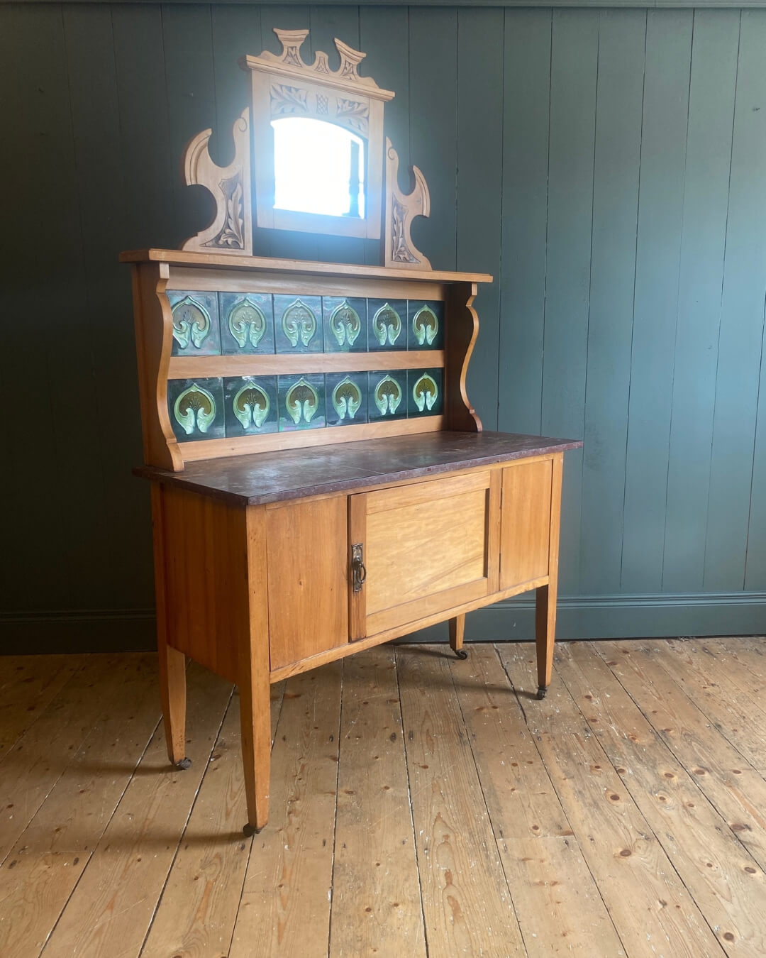 Arts And Crafts Pine Marble Top Washstand