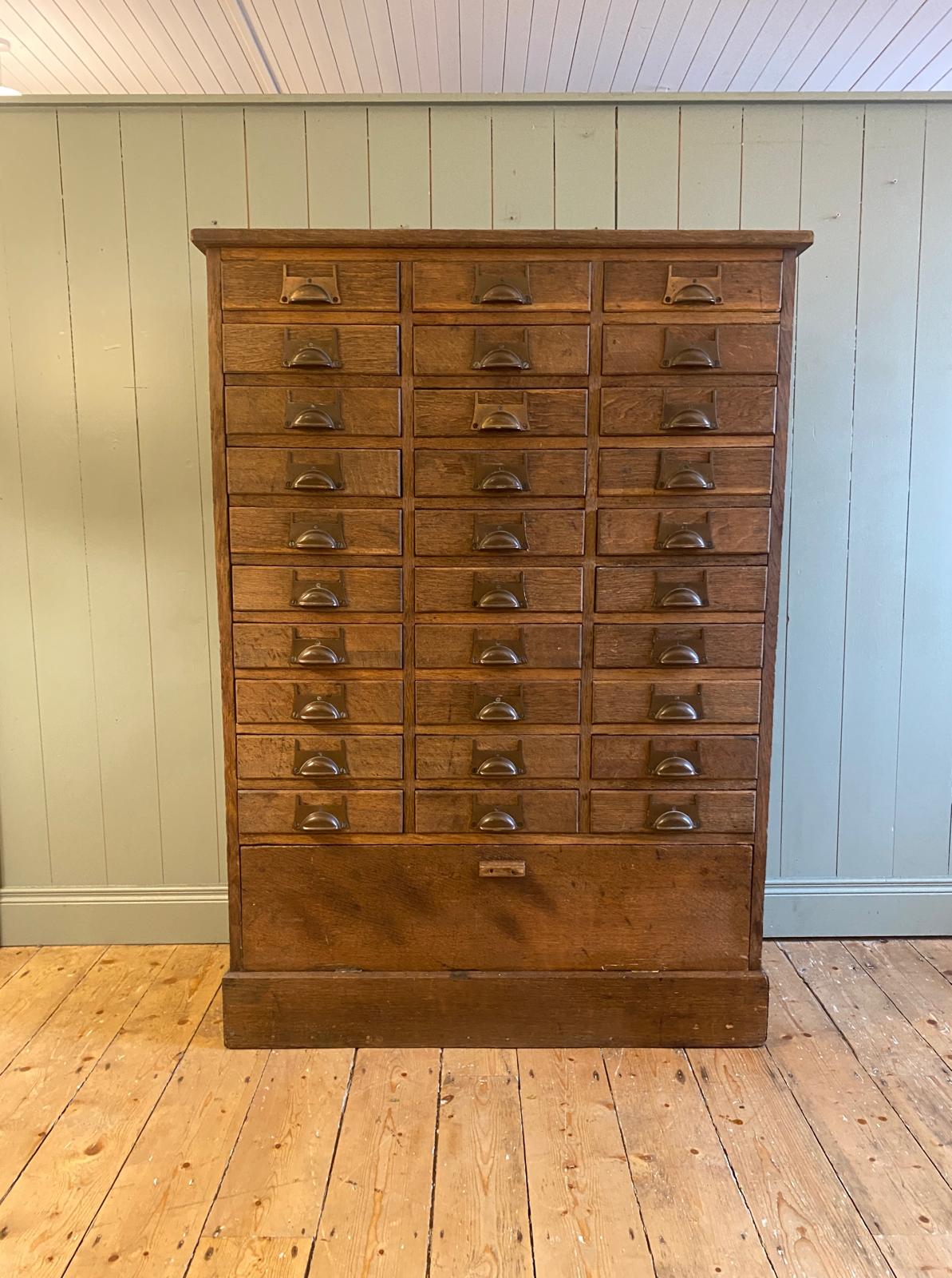 Early 1900s Oak Bank of Drawers
