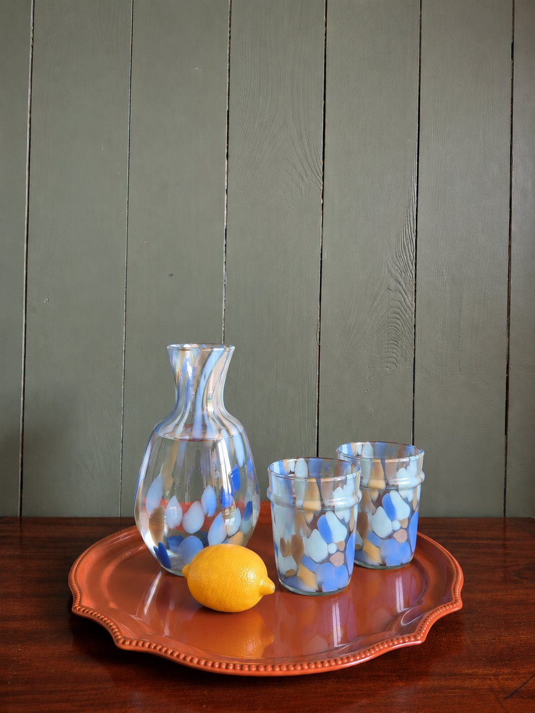 Blue Aqua Coloured Glass Jug