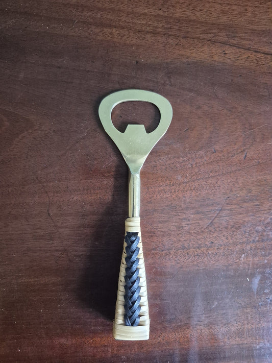Black Bottle Opener With Bamboo Handle