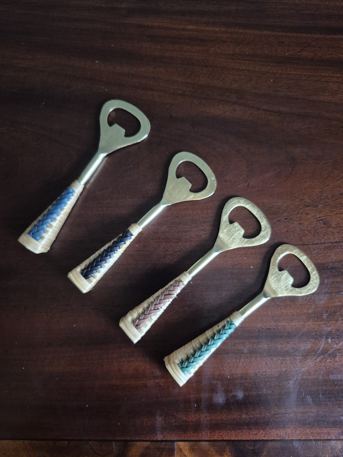 Black Bottle Opener With Bamboo Handle