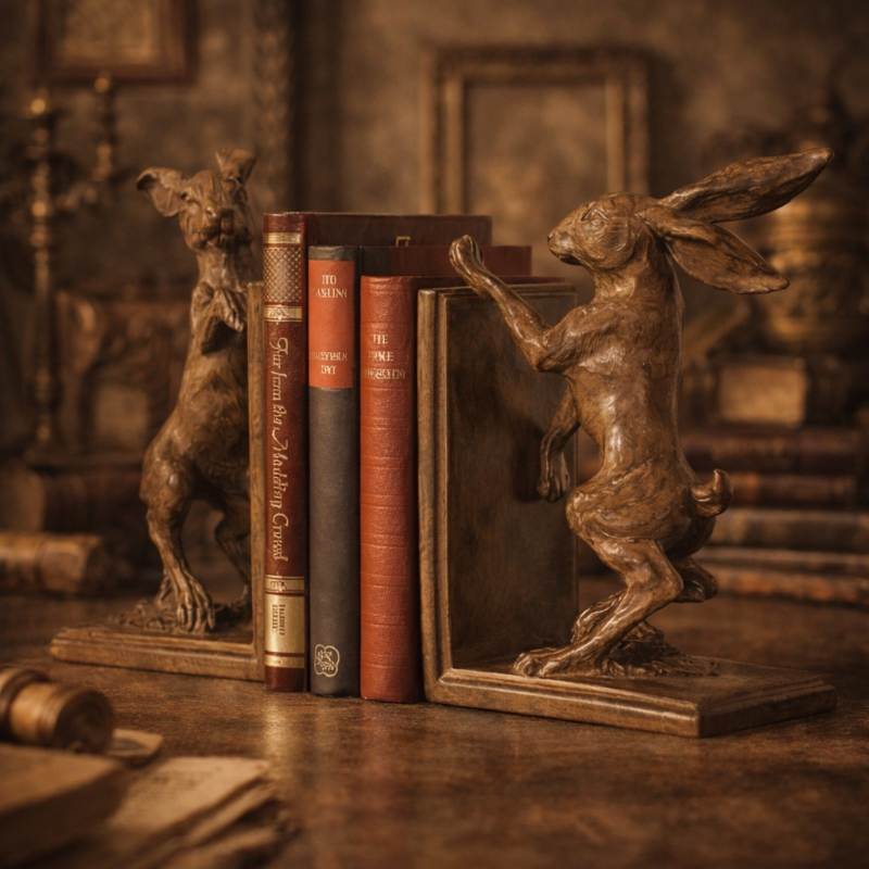 Boxing Hare Bookends