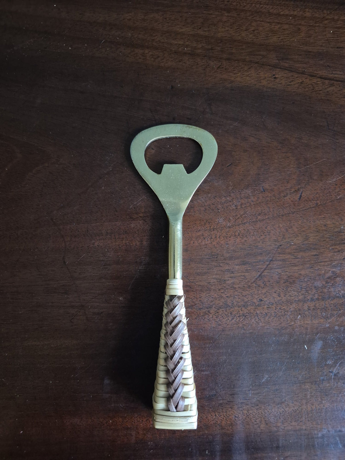 Brown Bottle Opener With Bamboo Handle