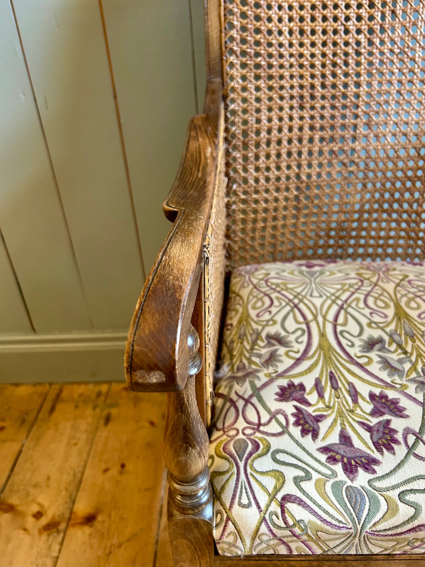 Edwardian Walnut Bergère Armchair