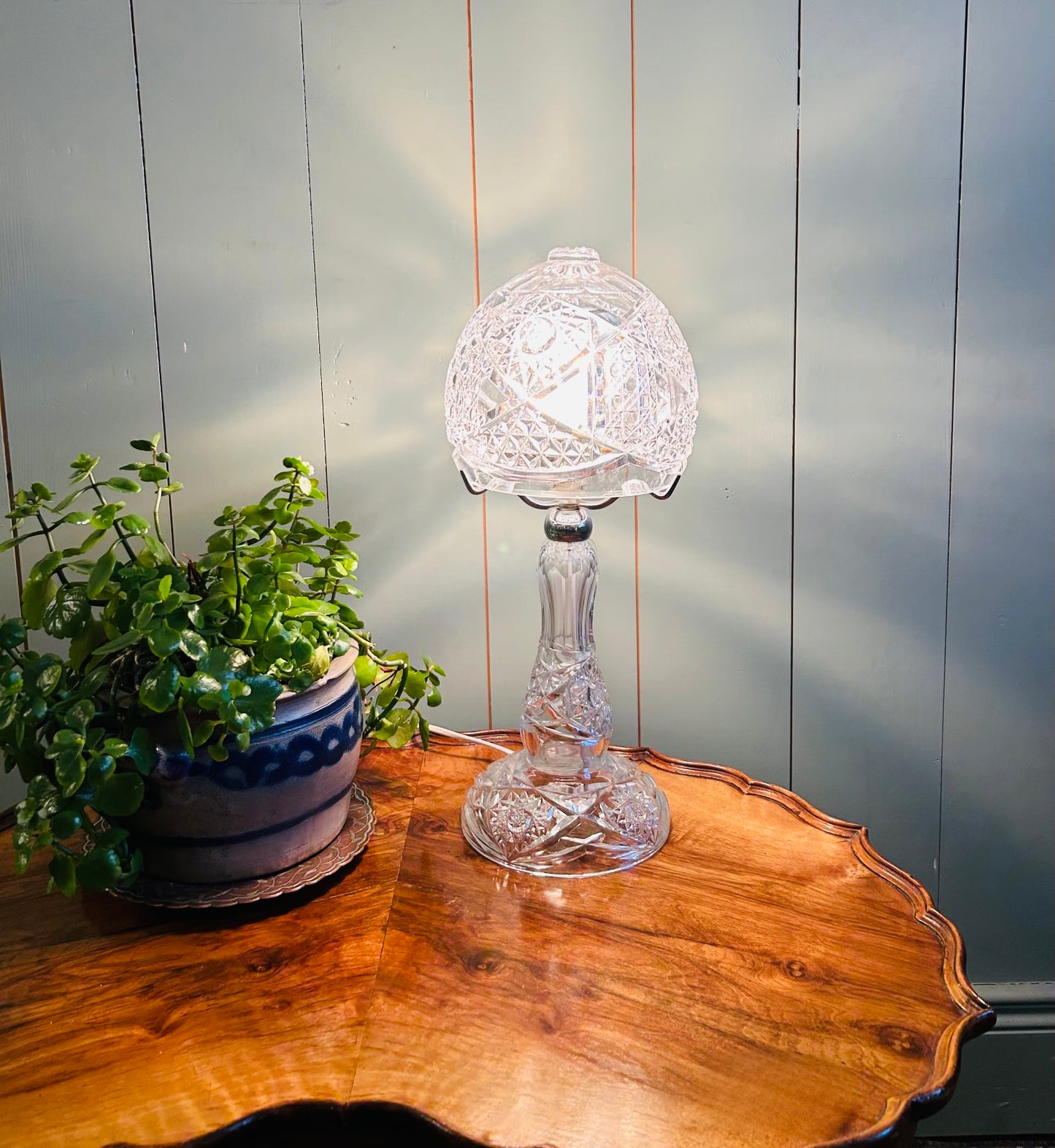 Antique Crystal Cut Glass Lamp