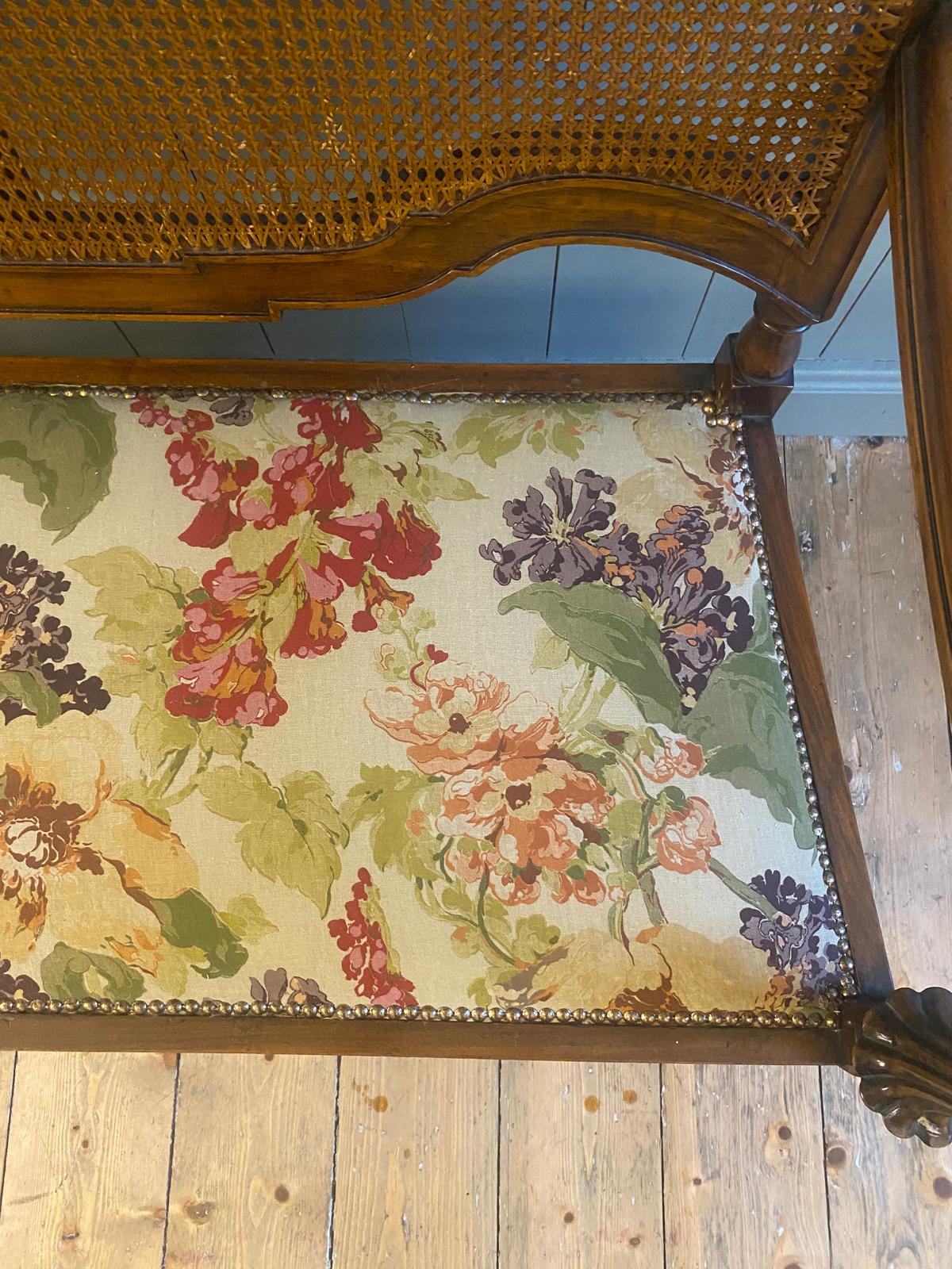 Liberty of London style Upholstered Cane Back Settee