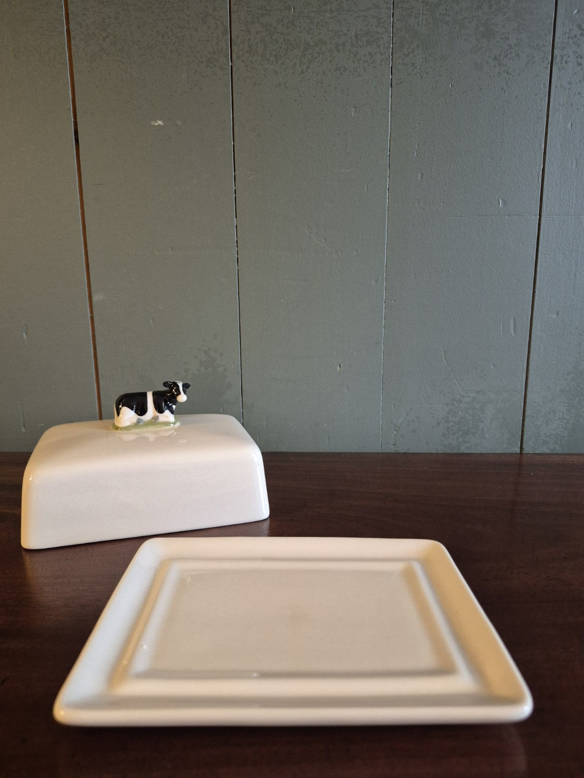 Hand Painted Friesian Cow Butter Dish