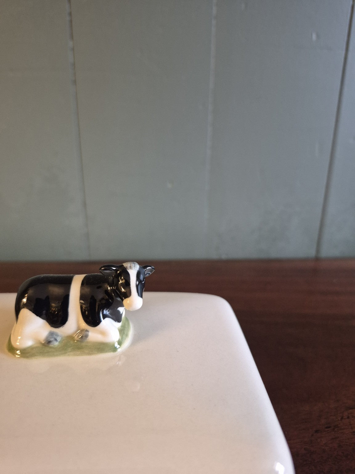 Hand Painted Friesian Cow Butter Dish