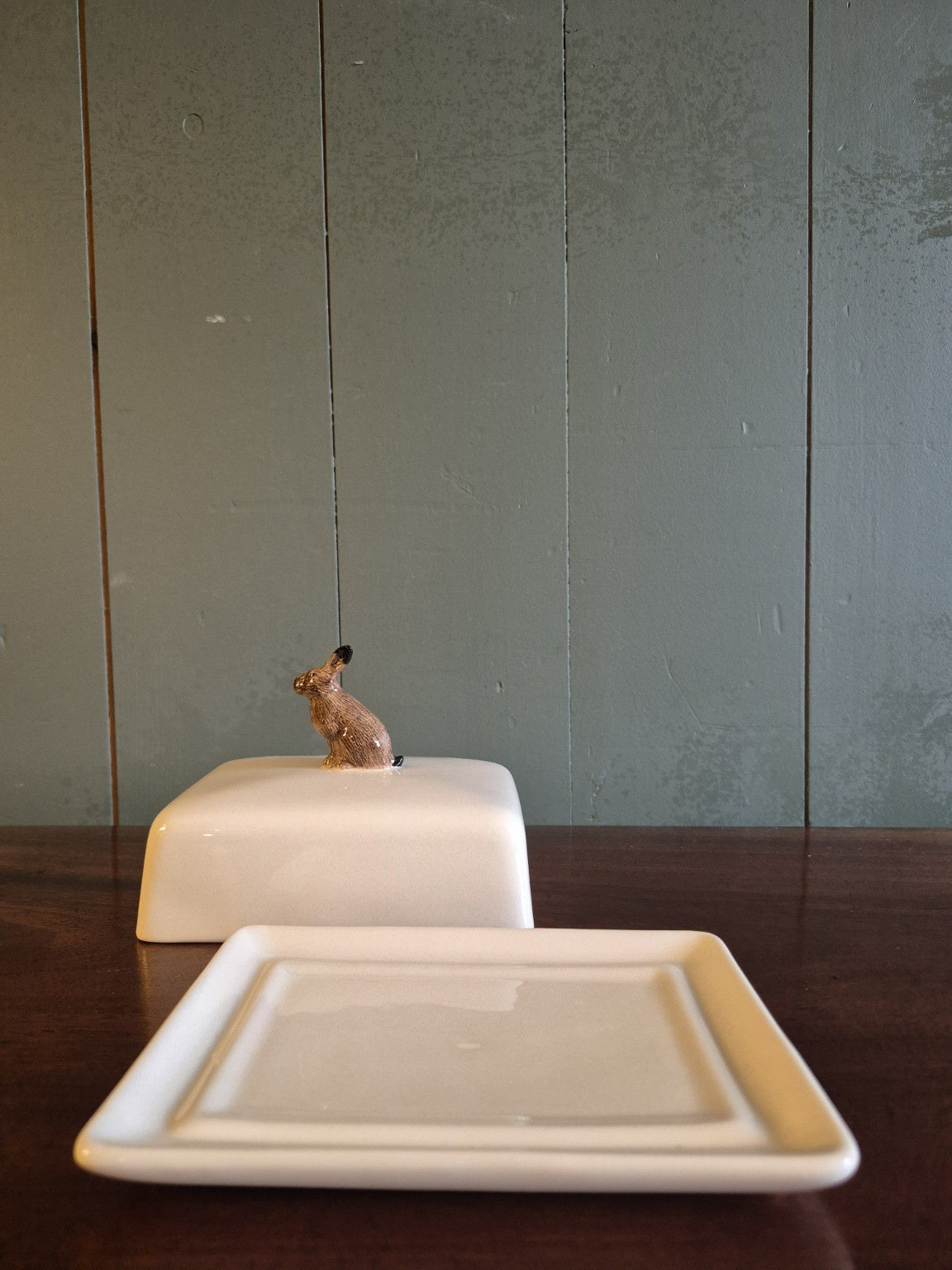 Hand Painted Hare Butter Dish