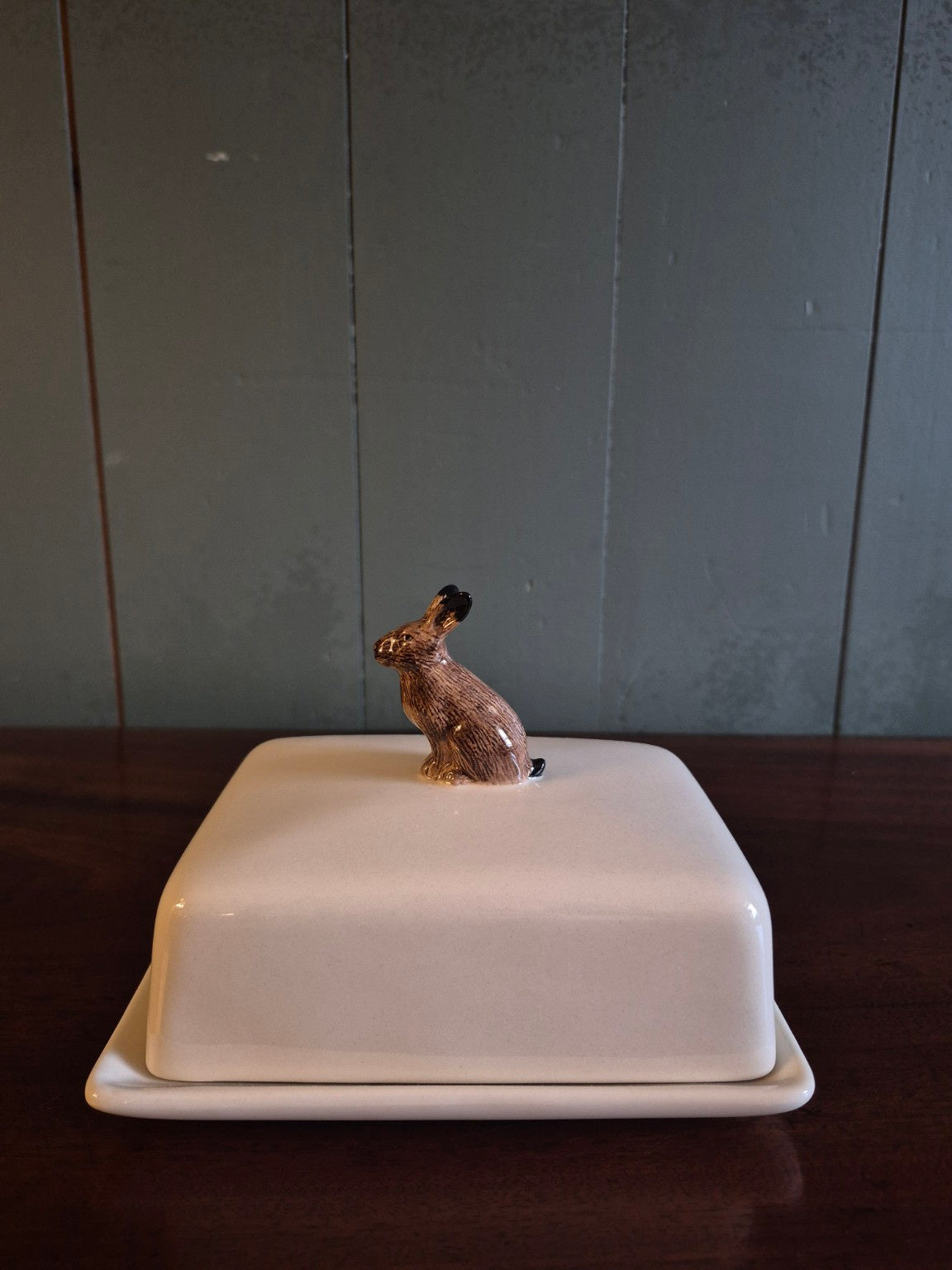 Hand Painted Hare Butter Dish
