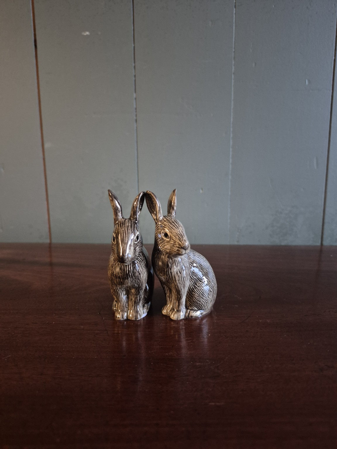 Hand Painted Wild Rabbit Salt and Pepper