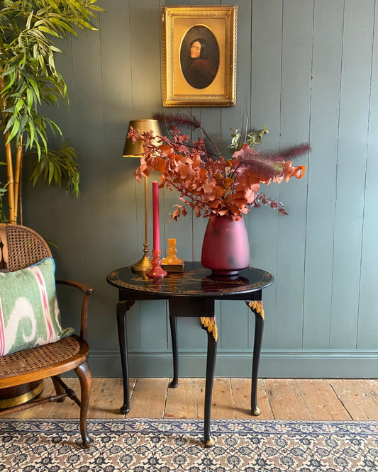 Chinoiserie Laquered Drop Leaf Side Table c1950s